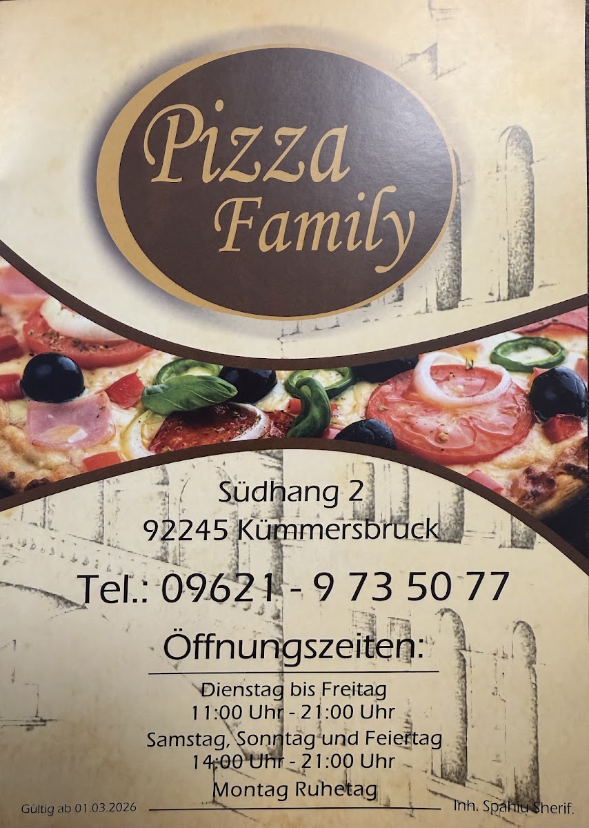 Pizza Family Photo Menu 5