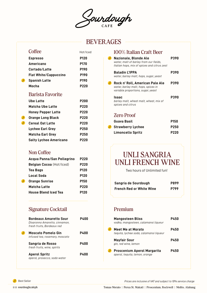 Sourdough Cafe Perea Makati Photo Menu 1