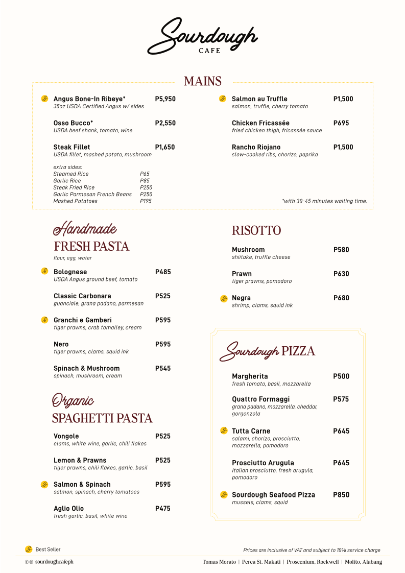 Sourdough Cafe Perea Makati Photo Menu 2