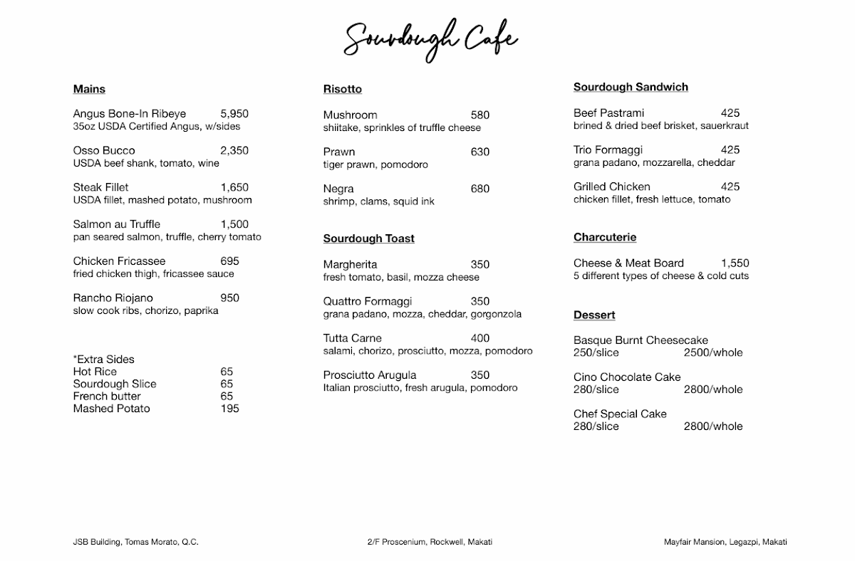 Sourdough Cafe Perea Makati Photo Menu 3