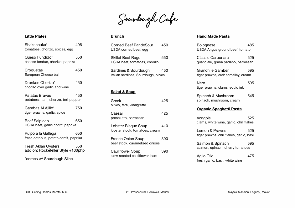 Sourdough Cafe Perea Makati Photo Menu 4