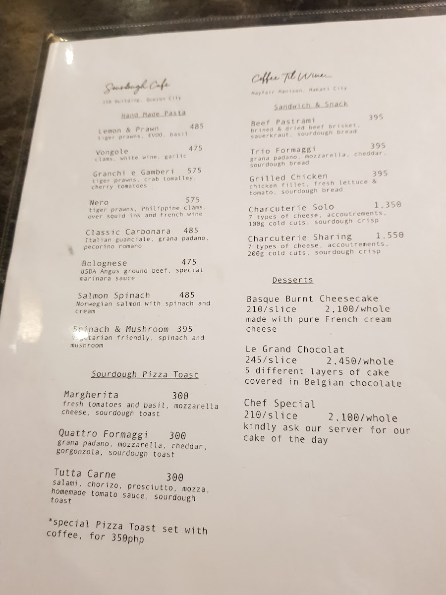 Sourdough Cafe Perea Makati Photo Menu 6