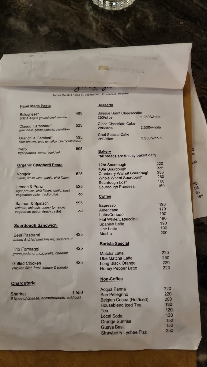 Sourdough Cafe Perea Makati Photo Menu 8