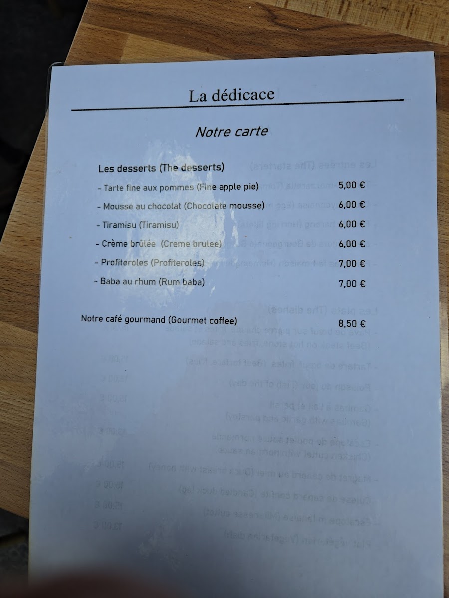 Restaurant La dédicace avec terrasse Photo Menu 4