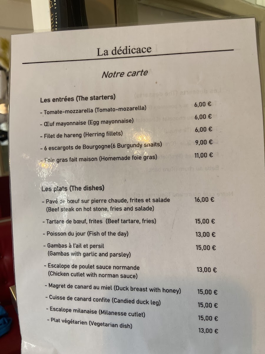 Restaurant La dédicace avec terrasse Photo Menu 5