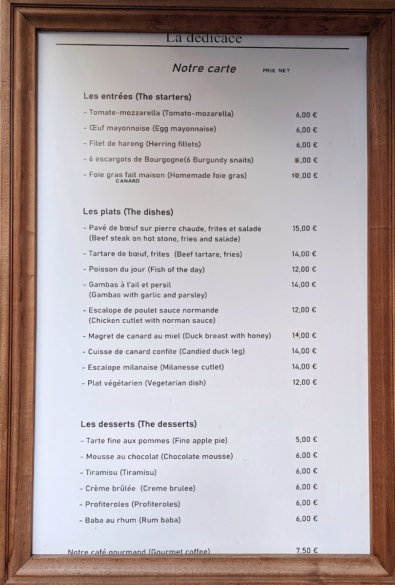Restaurant La dédicace avec terrasse Photo Menu 7