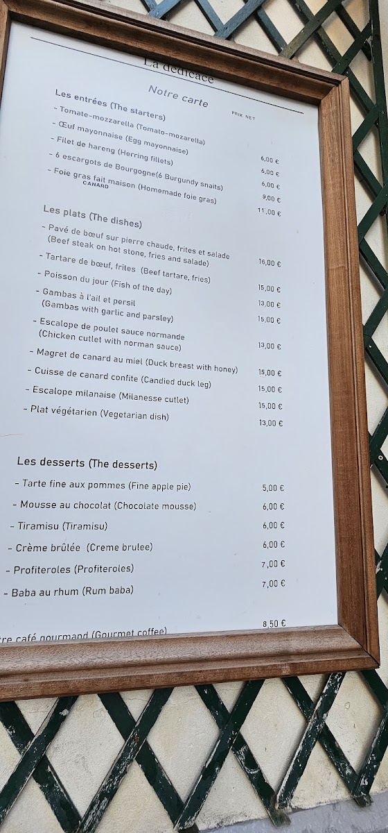Restaurant La dédicace avec terrasse Photo Menu 8