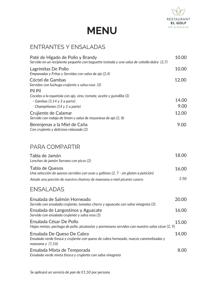 Restaurante El Golf Photo Menu 1