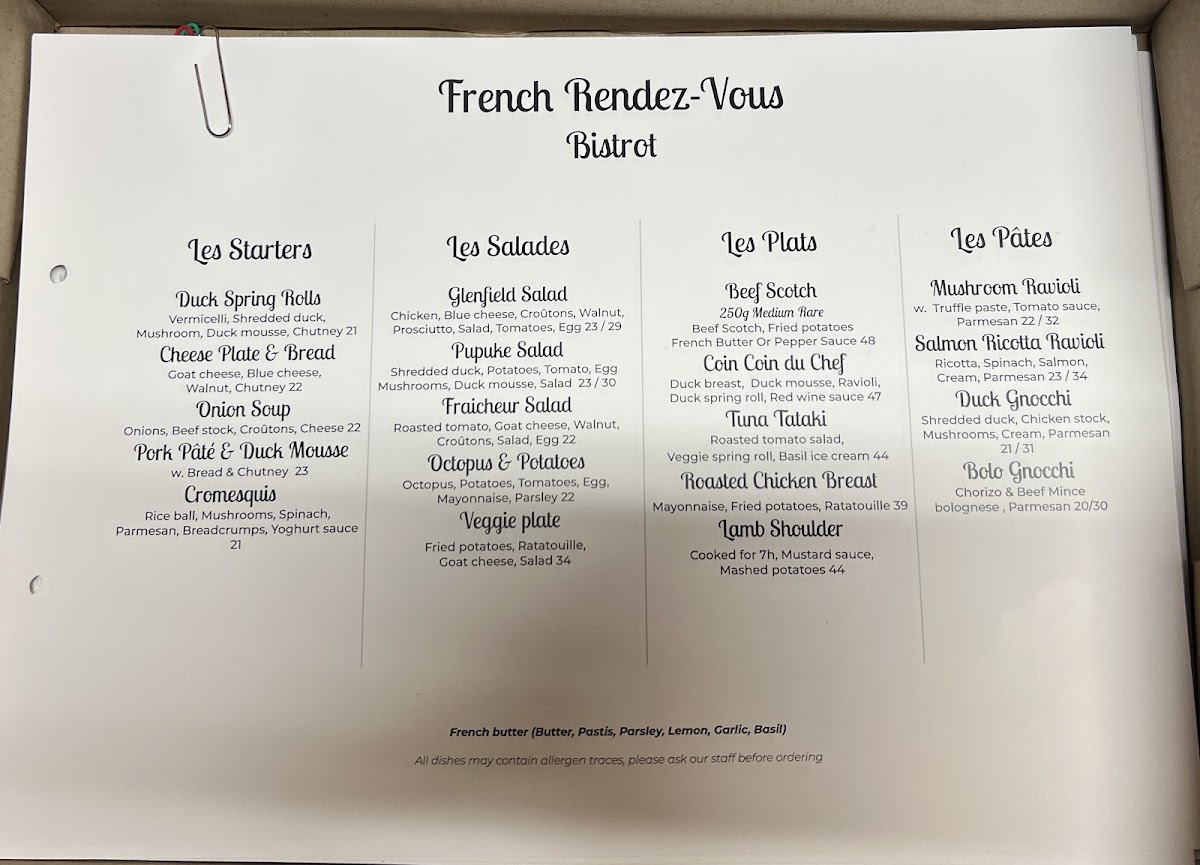 French Rendez-vous Restaurant Photo Menu 2