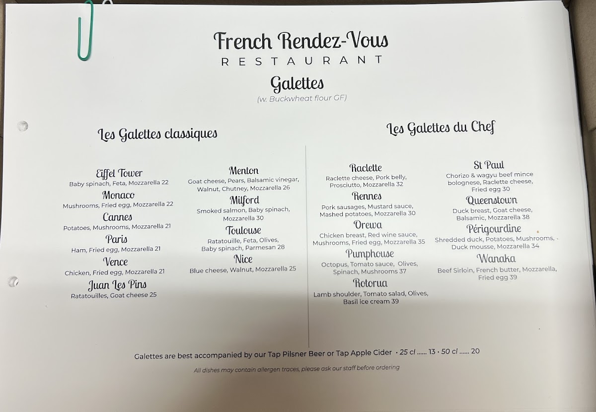 French Rendez-vous Restaurant Photo Menu 3