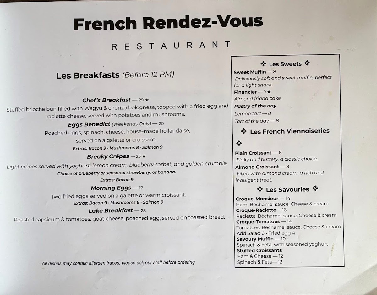 French Rendez-vous Restaurant Photo Menu 5