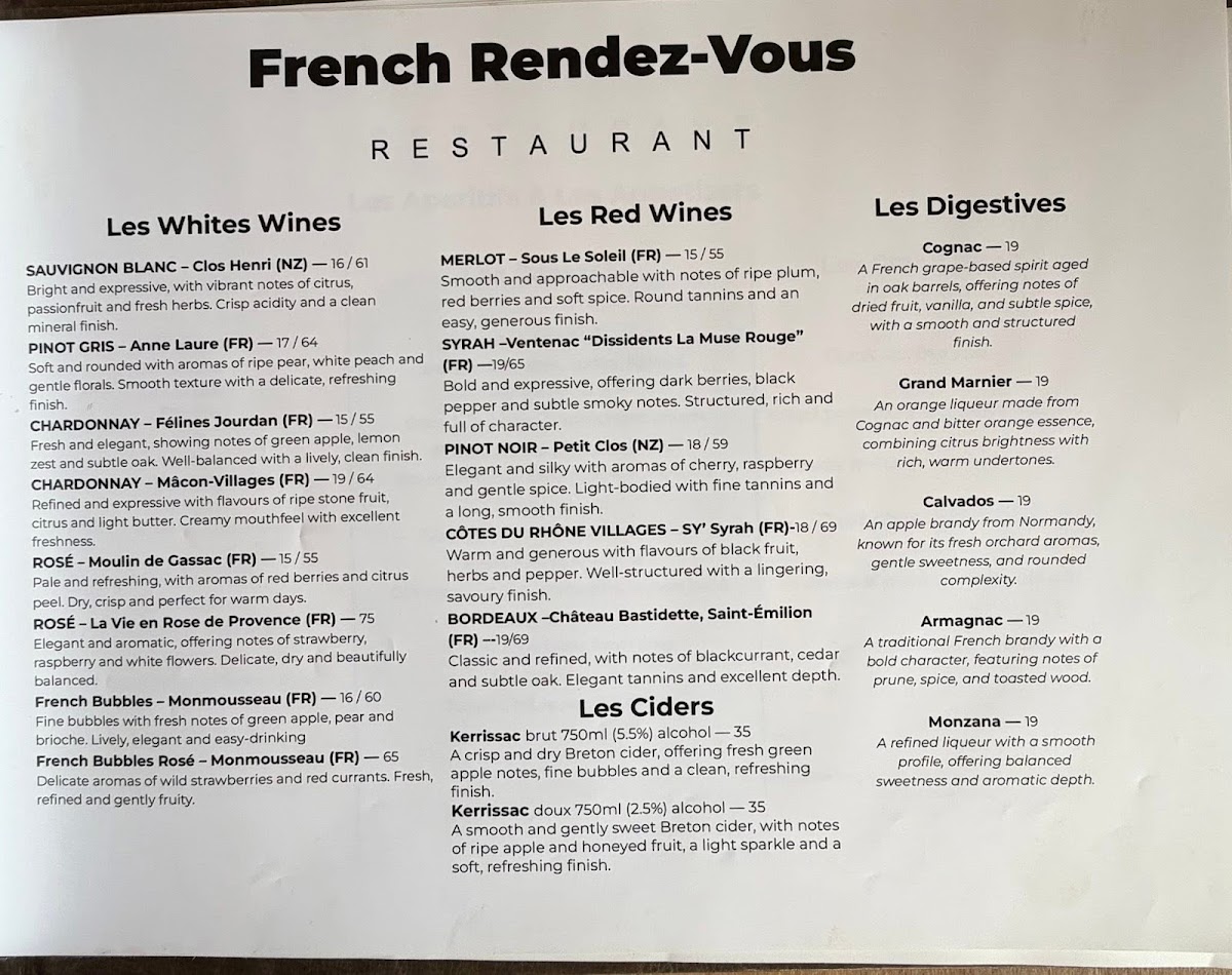 French Rendez-vous Restaurant Photo Menu 6
