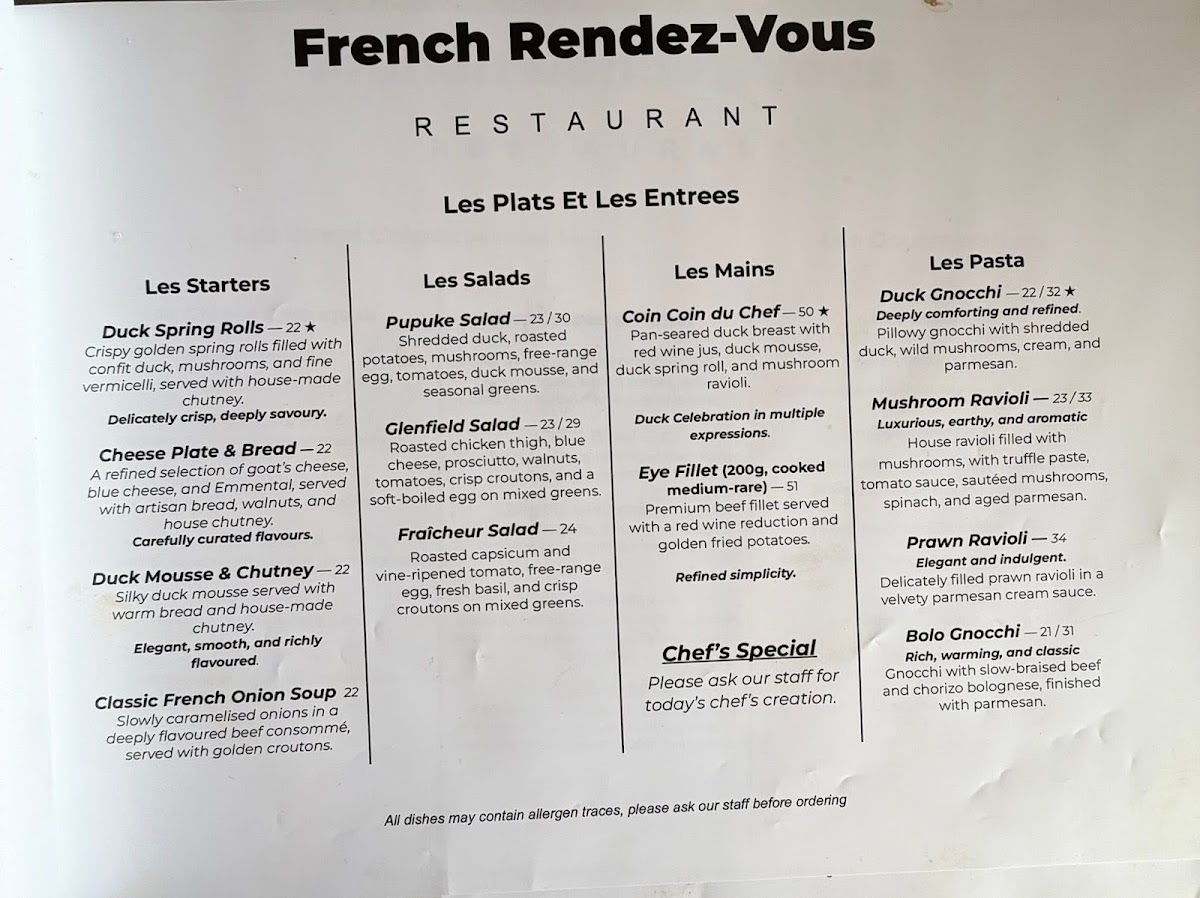 French Rendez-vous Restaurant Photo Menu 7