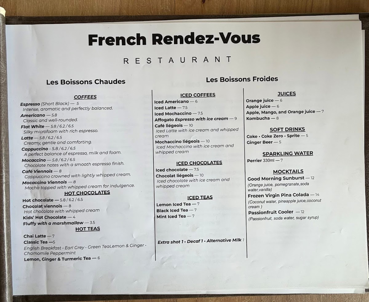 French Rendez-vous Restaurant Photo Menu 9