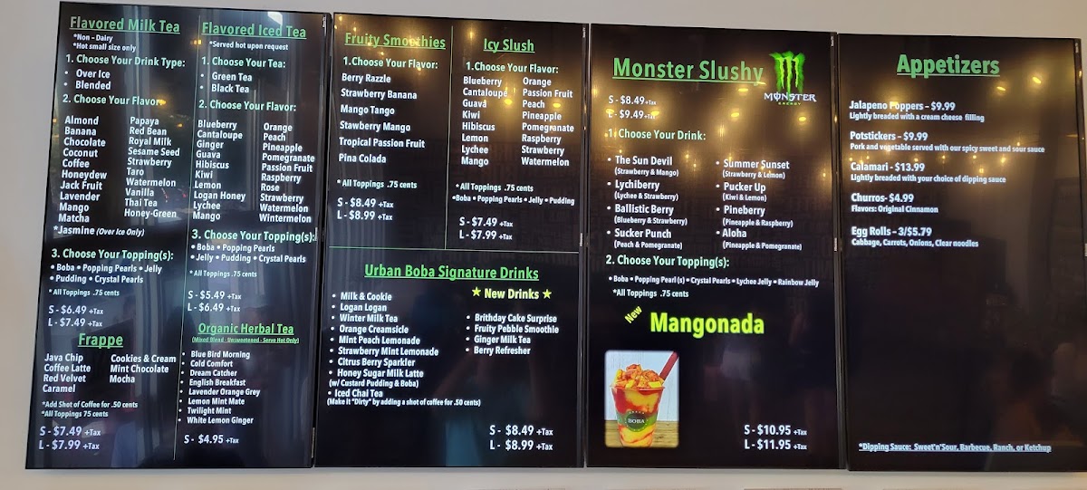 Urban Boba Tea House Photo Menu 2