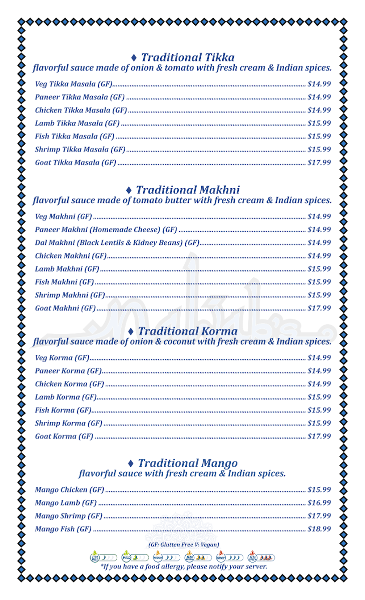 Nawab’s Indian Cuisine OSB Photo Menu 1
