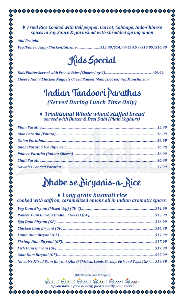 Nawab’s Indian Cuisine OSB Photo Menu 3