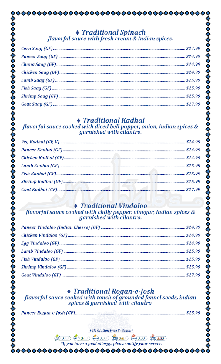 Nawab’s Indian Cuisine OSB Photo Menu 5