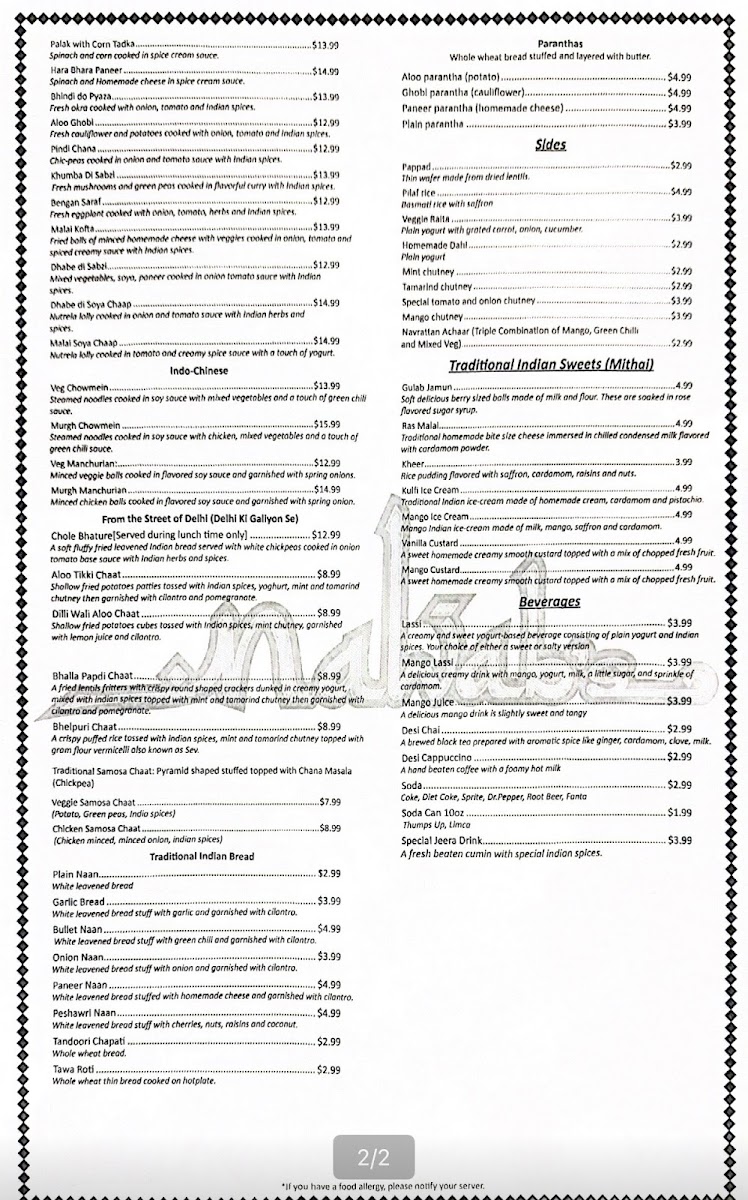Nawab’s Indian Cuisine OSB Photo Menu 9
