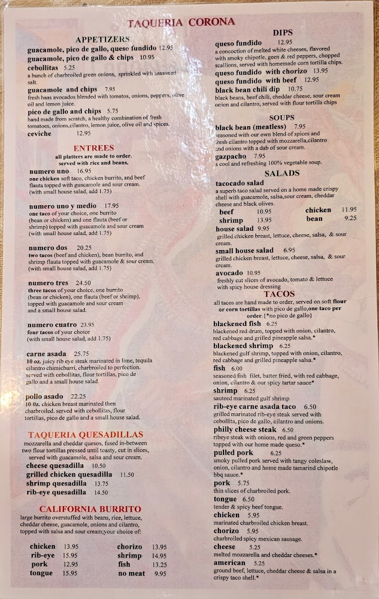 Taqueria Corona Photo Menu 2