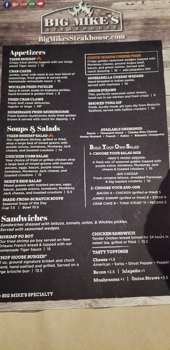 Big Mike's Steakhouse - Auburn Photo Menu 10