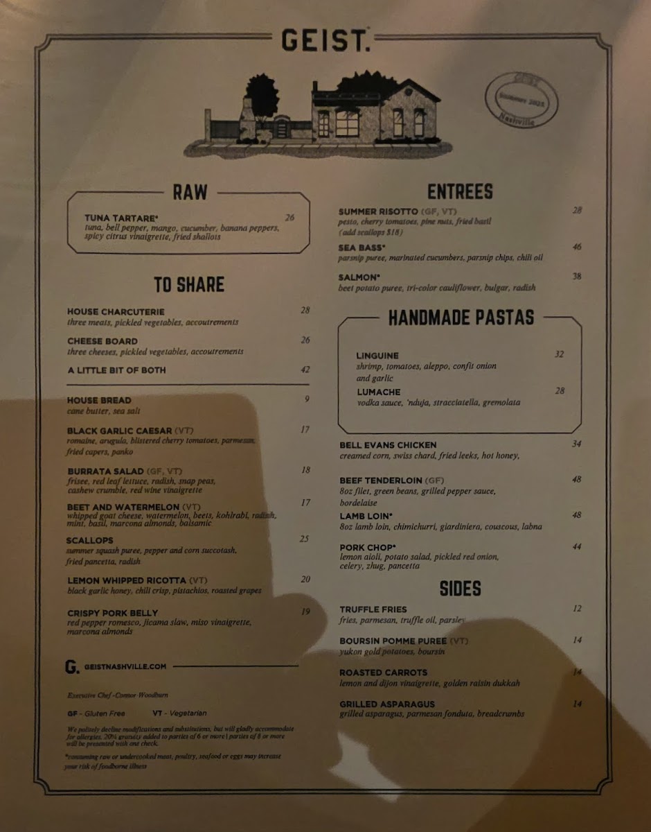 Geist Bar + Restaurant Photo Menu 1