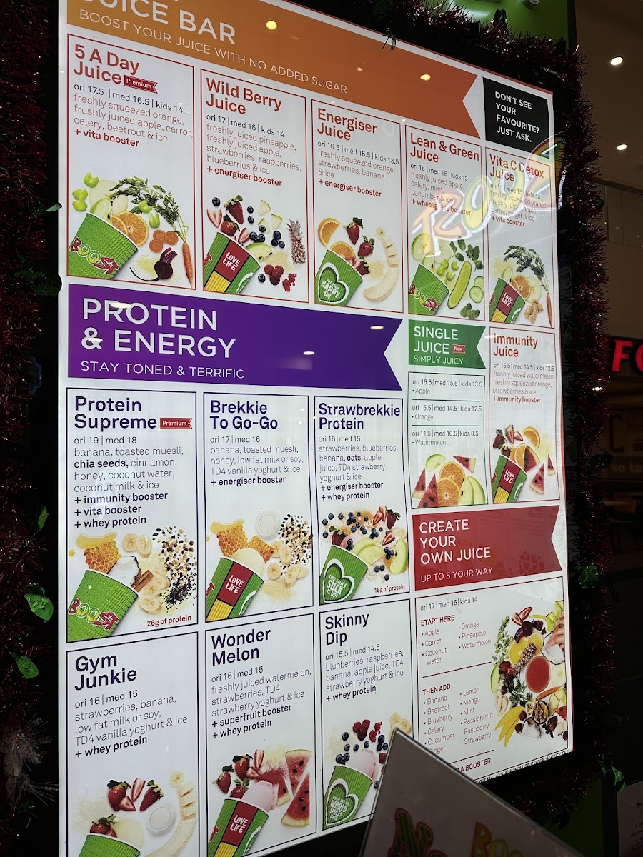 Boost Juice Suria Sabah Photo Menu 2
