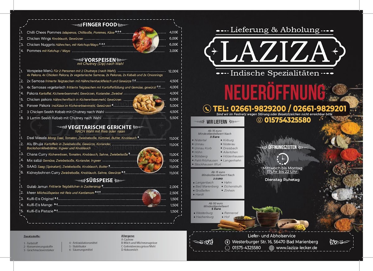 Laziza (Pizza und Indische Spezialitäten) Photo Menu 2