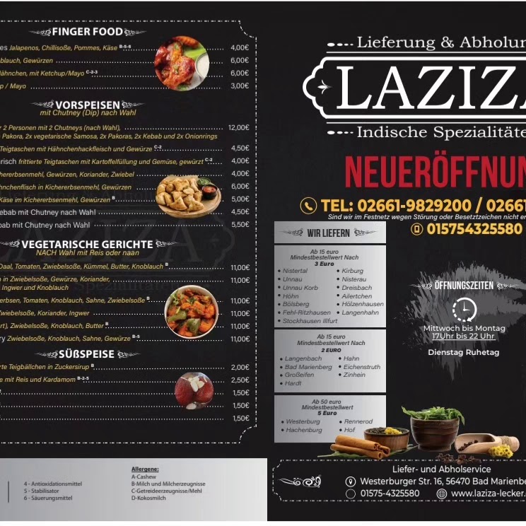 Laziza (Pizza und Indische Spezialitäten) Photo Menu 8
