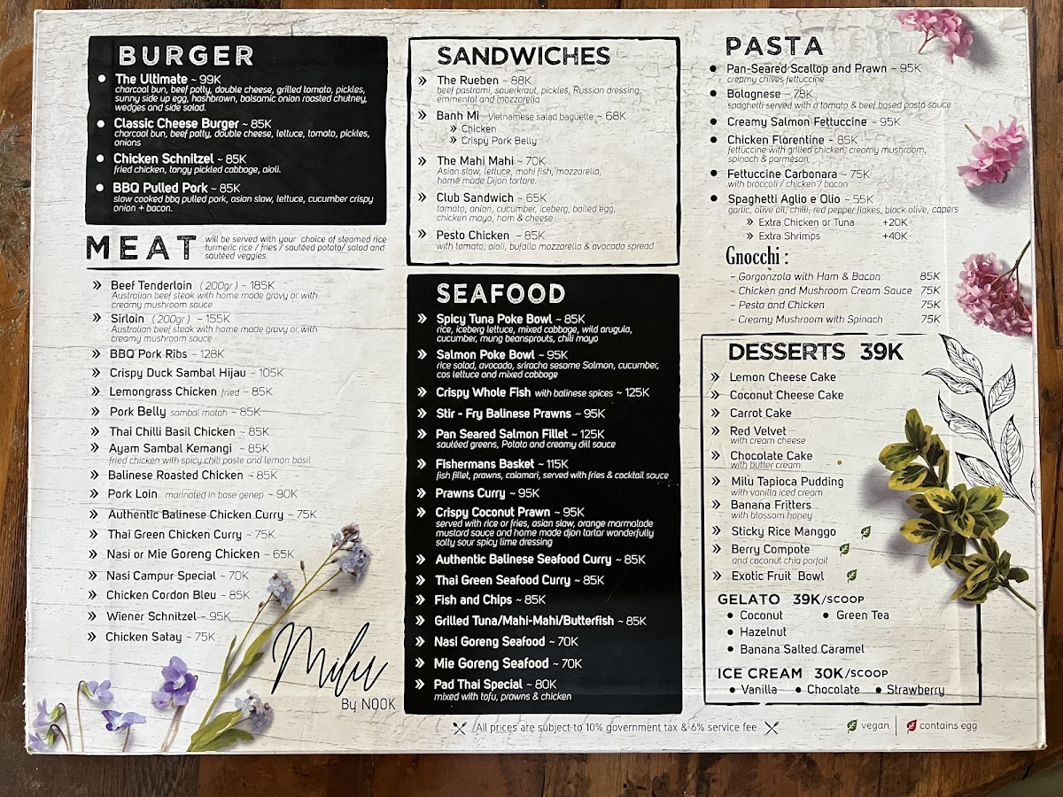 MILU By Nook Photo Menu 8