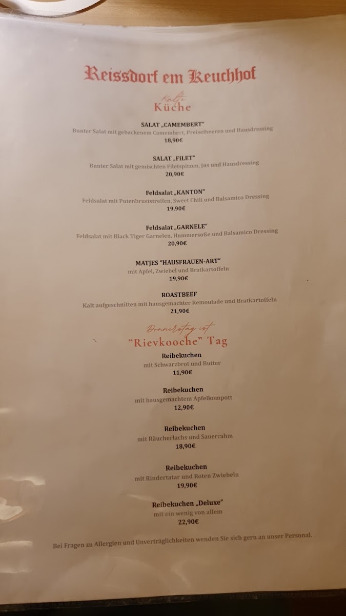 Reissdorf em Keuchhof Photo Menu 2