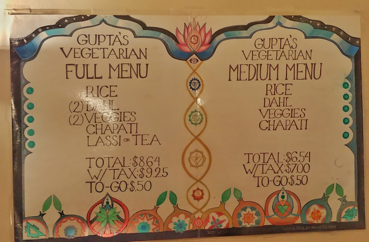 Gupta Vegetarian Restaurant Photo Menu 1