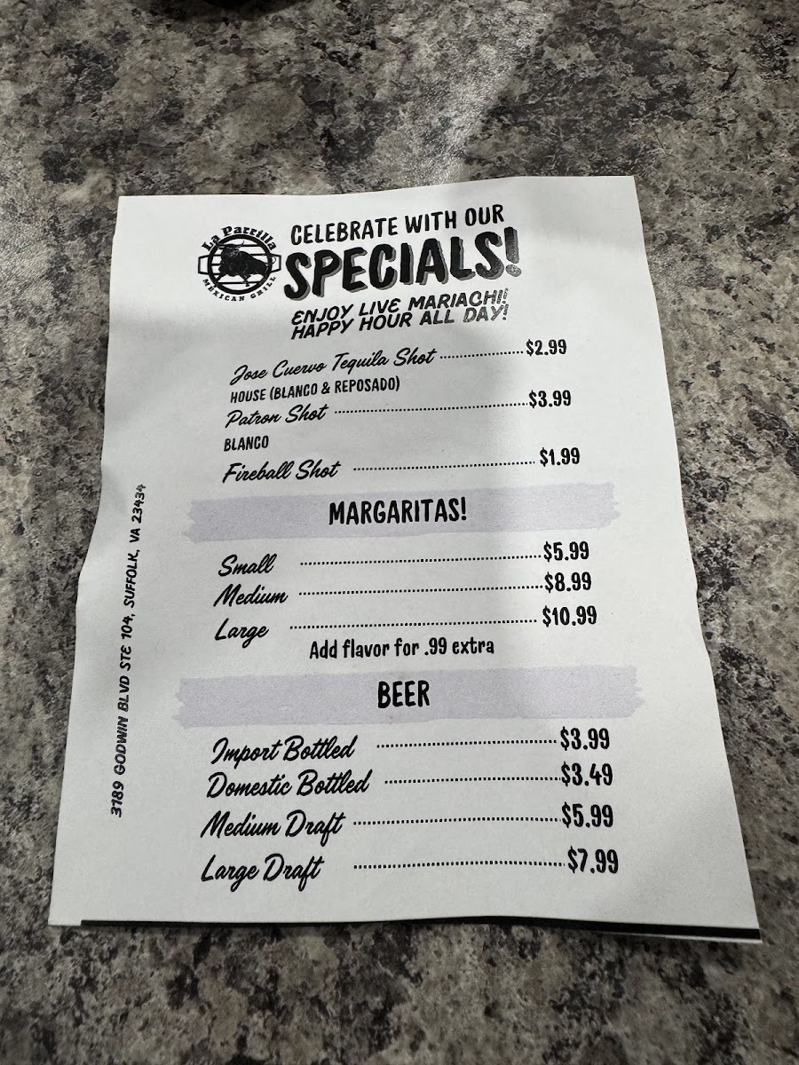 La Parrilla Mexican Grill Photo Menu 1