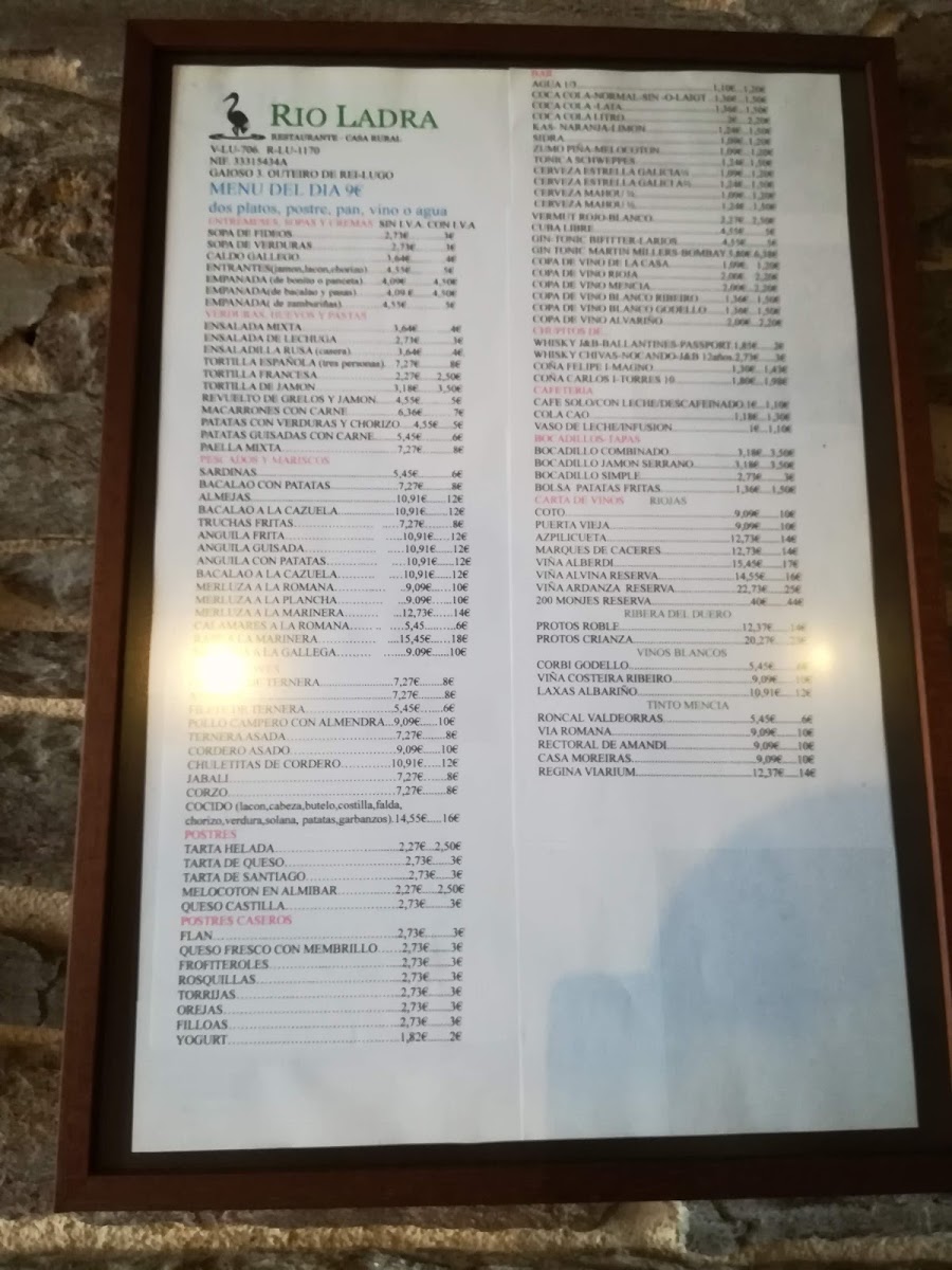 Restaurante Rio Ladra Photo Menu 1
