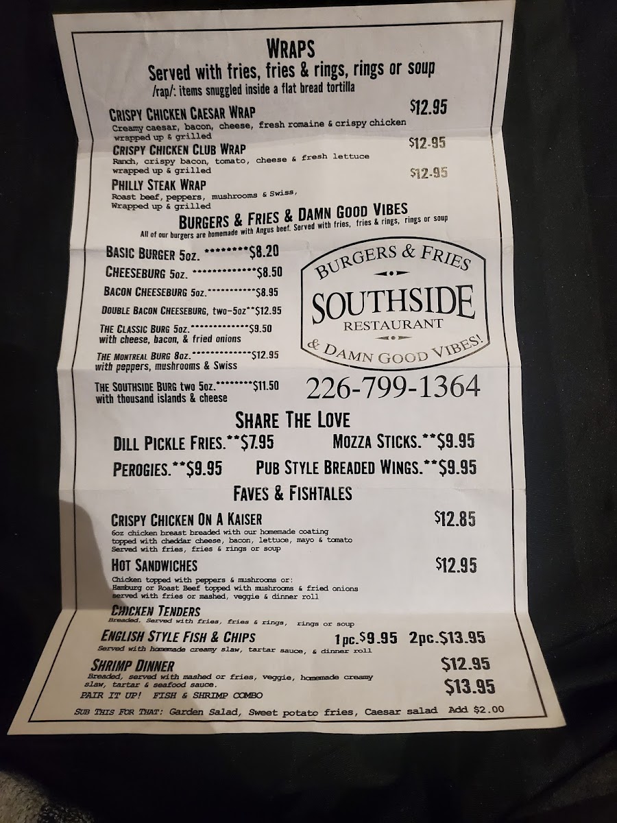 Southside Restaurant Photo Menu 3