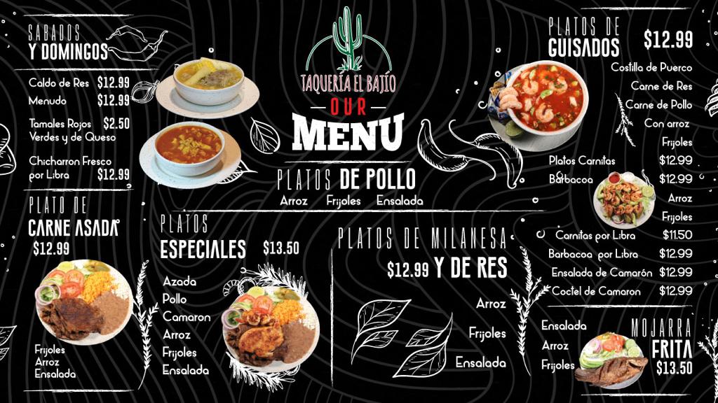 Taqueria El Bajio Photo Menu 1