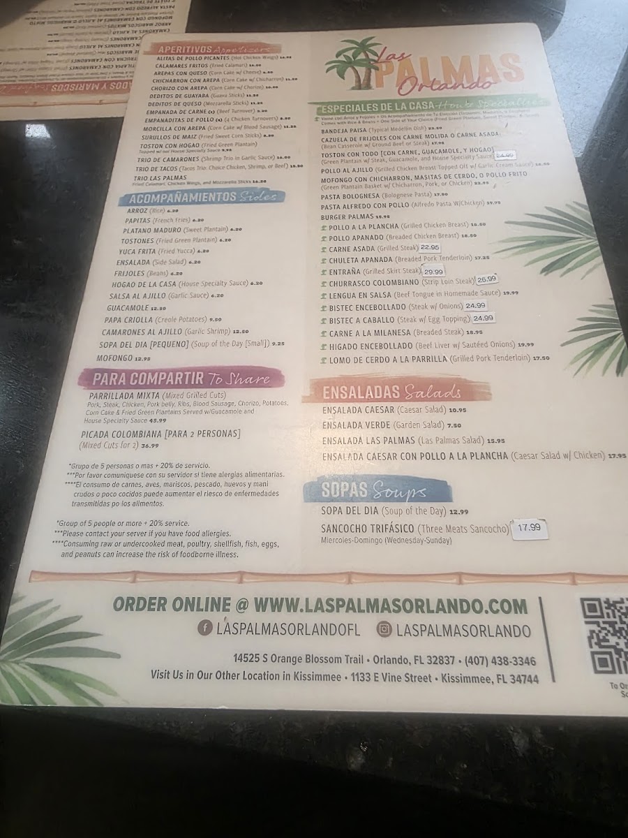 Las Palmas Orlando Photo Menu 1