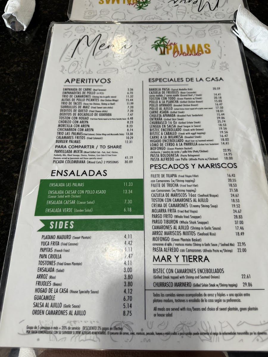 Las Palmas Orlando Photo Menu 6