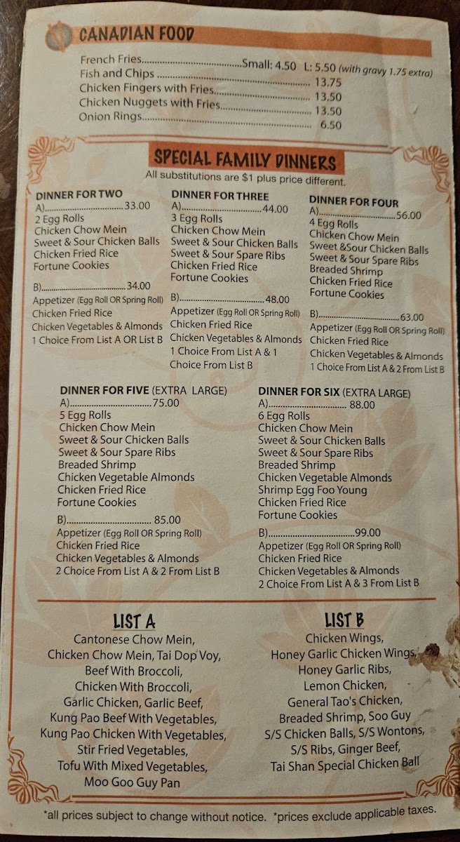 Tai Shan Express Photo Menu 4