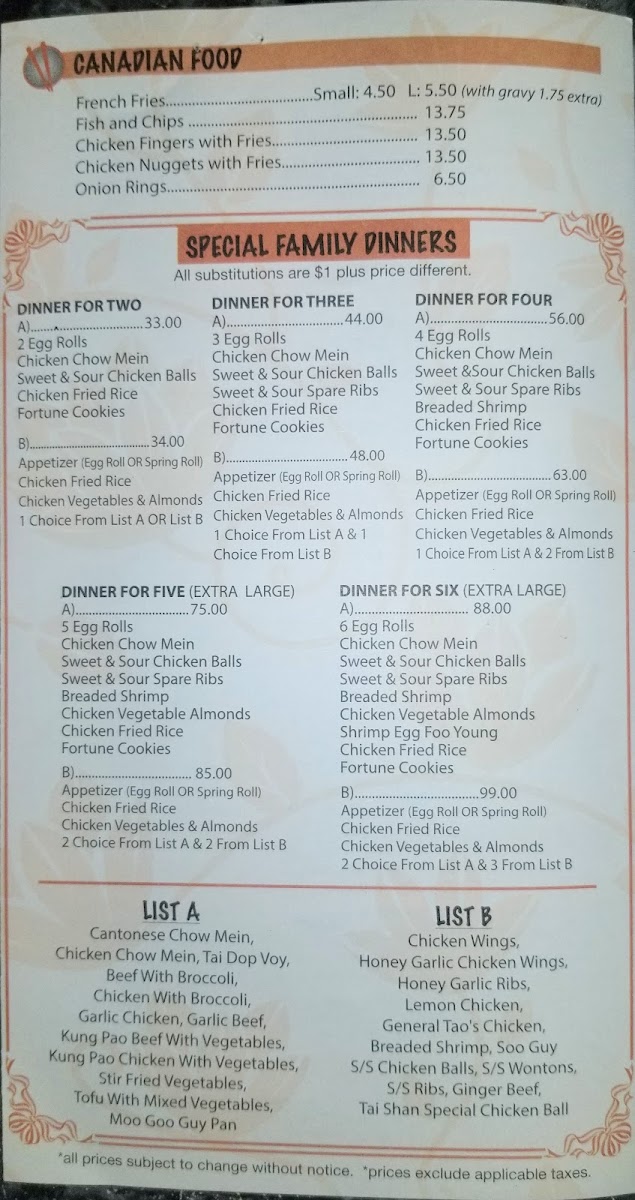 Tai Shan Express Photo Menu 7