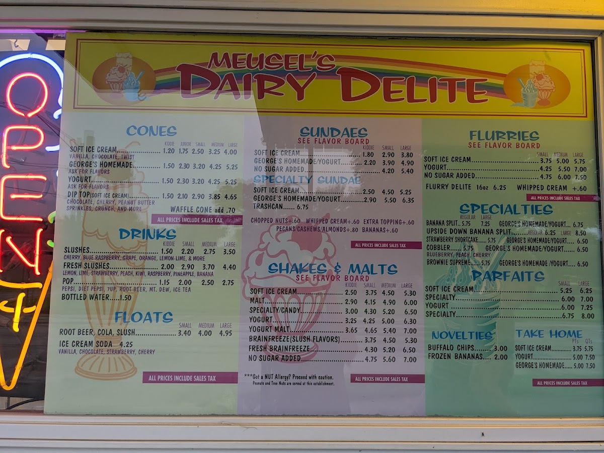 Meusel's Dairy Delite Photo Menu 2