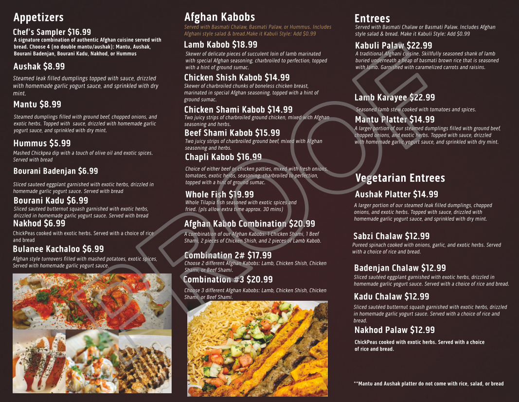 Afghan Kabob Photo Menu 1