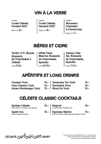 Céleste - Café, Bar, Cave Photo Menu 4