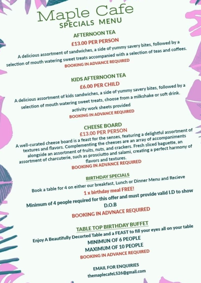 The Maple Cafe Photo Menu 7