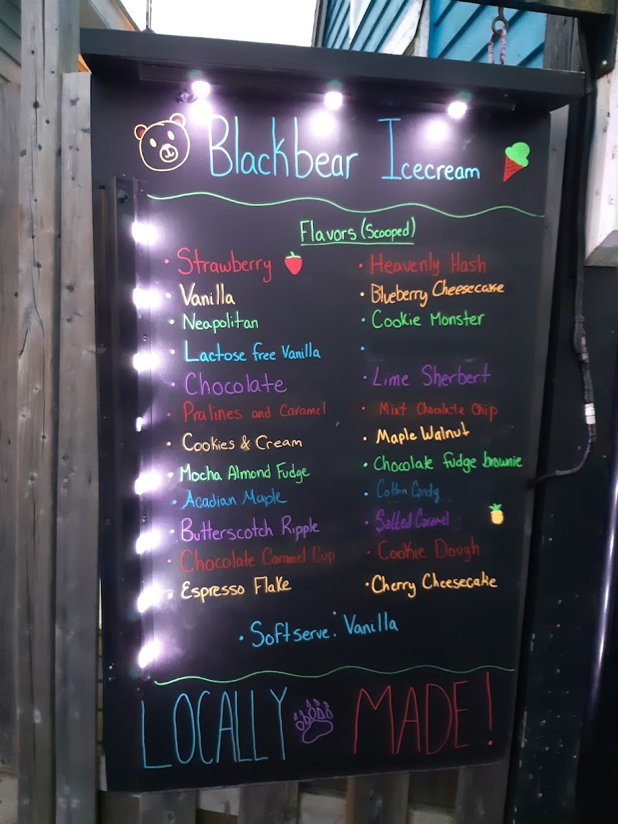 Black Bear Ice Cream Photo Menu 5