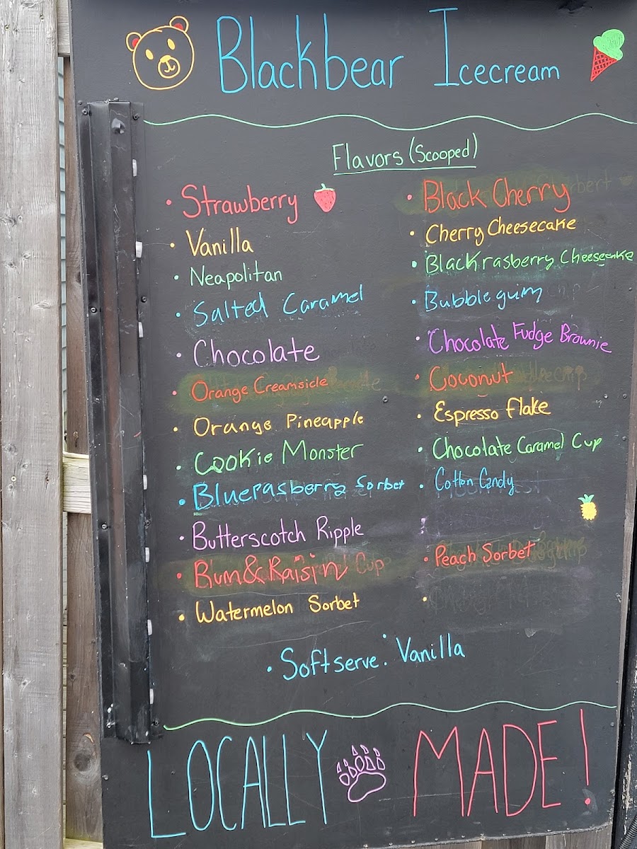 Black Bear Ice Cream Photo Menu 6