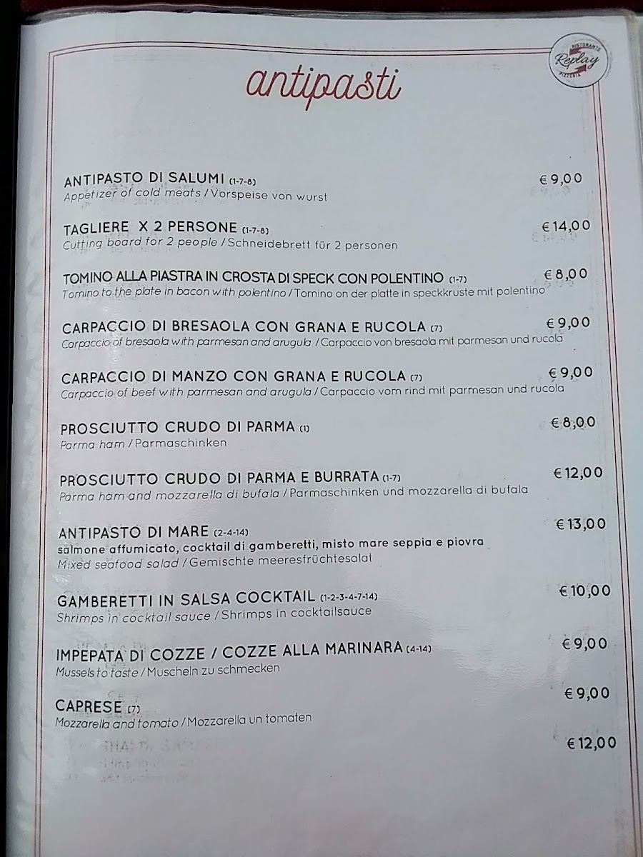 Replay Ristorante Pizzeria Photo Menu 5