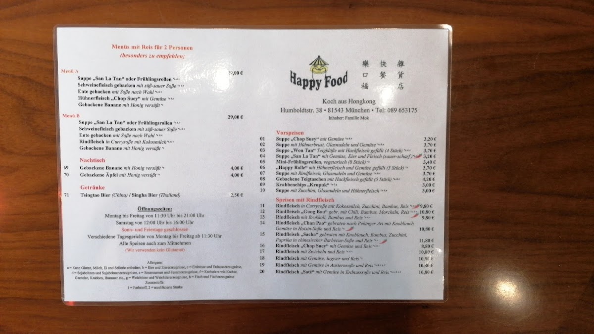 Happy Food Photo Menu 2