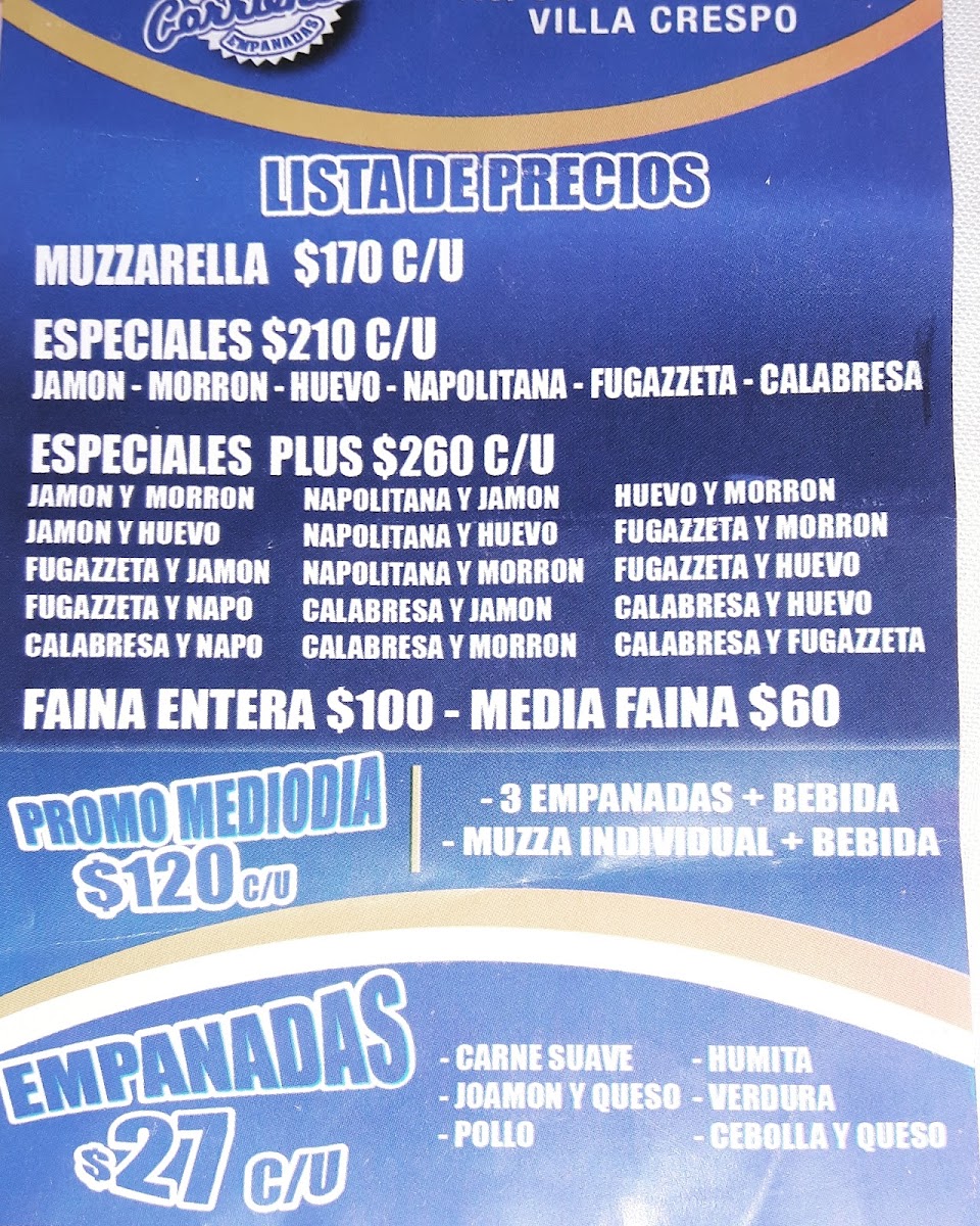 Pizzería Corrientes Pizzas y Empanadas Photo Menu 2