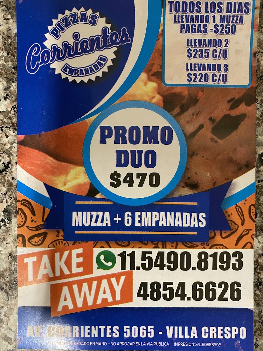 Pizzería Corrientes Pizzas y Empanadas Photo Menu 5